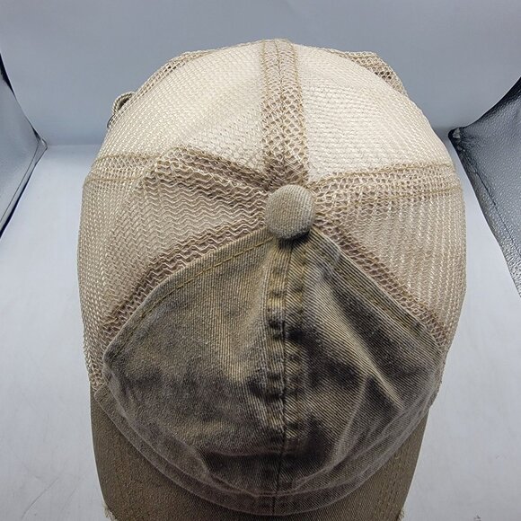 Free People Distressed Beige Trucker Hat Adjustable Casual Going Out Comfort - Picture 6 of 9